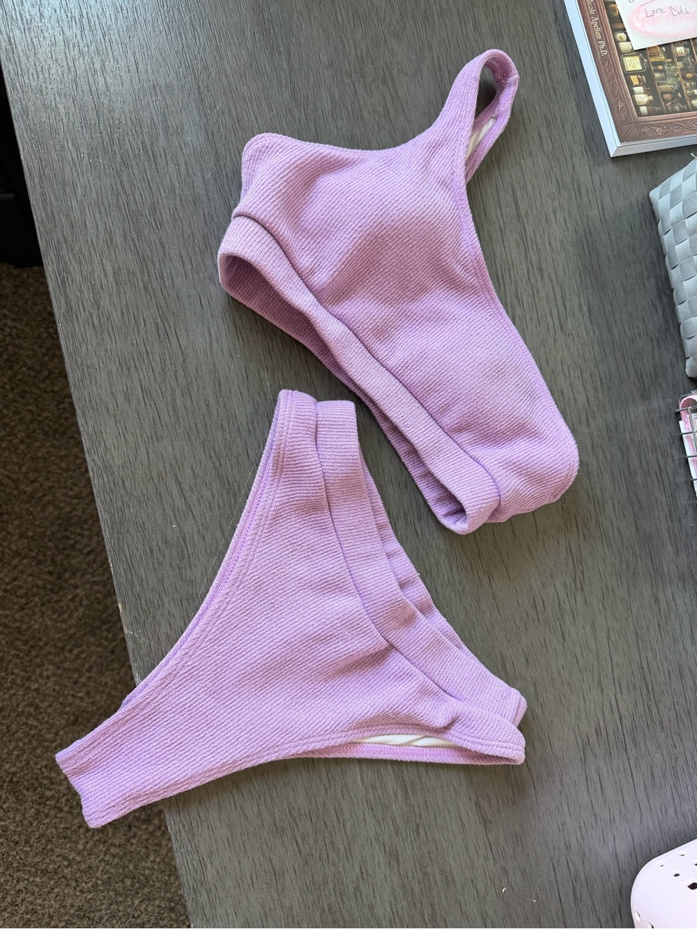 Women's Ribbed Lavender Bikini Set